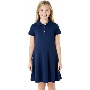 JKhaki Navy Polo Dress Girls XL 16‎ School Uniform Button Front Short Sleeve
